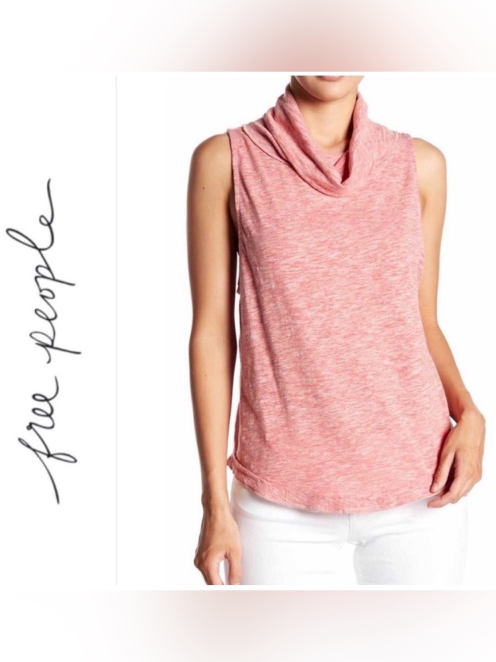 Free People Size L Summer Thing Sleeveless Cowl Neck Tank Top Beach Coastal